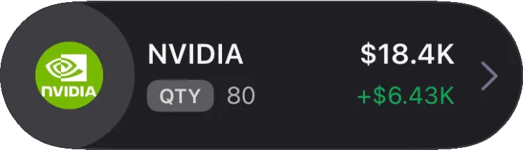 NVIDIA holding card: 80 shares worth $18.4K